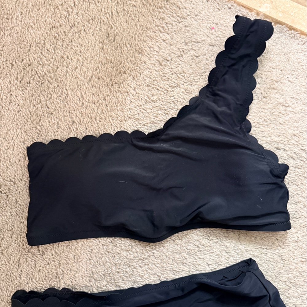 Kids Black Scalloped Swim Bottoms